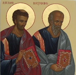 H.evangelisterna Lukas och Johannes på Kungsdörren